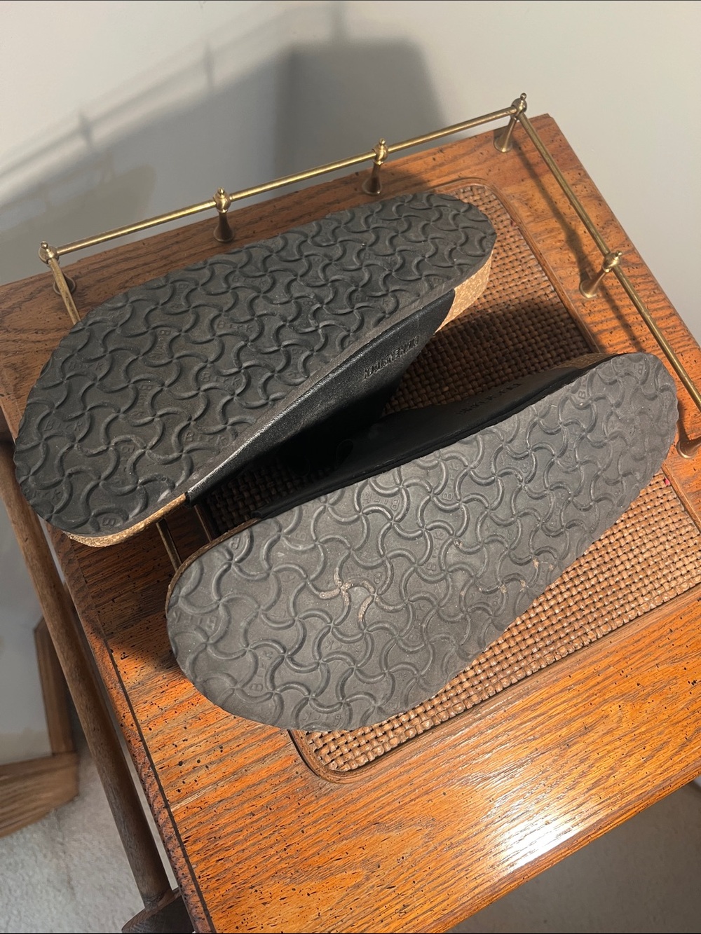 Birkenstock Black Two-Strap Cork Footbed Sandals - Picture 3 of 5